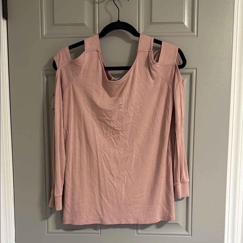 Women's Pink Cold Shoulder Top